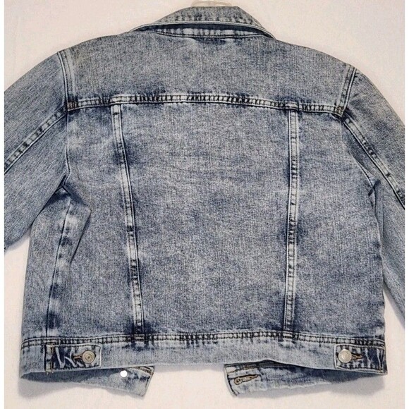 Free People Rumors Acid Washed Indigo Denim Jean Trucker Jacket Medium - Picture 6 of 15